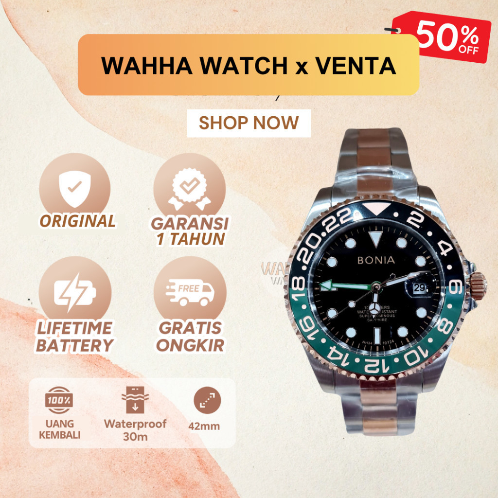 Jam Tangan Bonia Stainless Pria BONIA BNB10724 Dial Black Automatic Limited Edition [BERGARANSI]