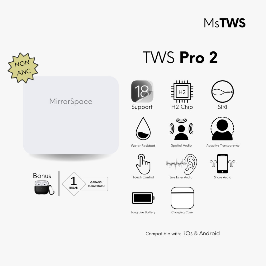 TWS Pro 2 Wireless Charging Case Bluetooth