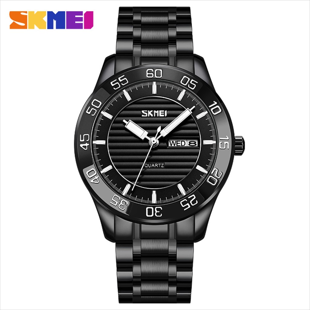 Jam Tangan Analog Date Pria 9293 SKMEI Water Resist Stainless Steel Original McQueen Accessories Ind