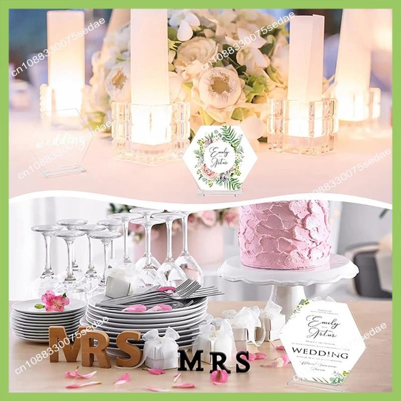 

Y19A 18 PCS Acrylic Table DIY Clear Table Numbers Hexagon Table With Holder Sublimation For Party Decoration