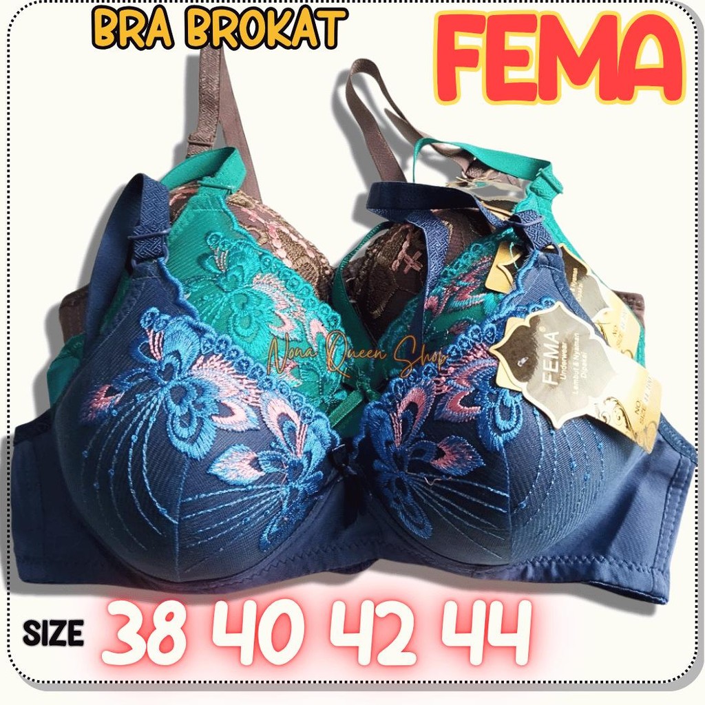 BH BROKAT WANITA FEMA UKURAN 38 40 42 44 BUSA TIPIS TANPA KAWAT