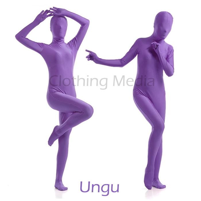 Full Body Zentai - Ungu - Spandex Lycra Kostum Catsuit - Pria Wanita