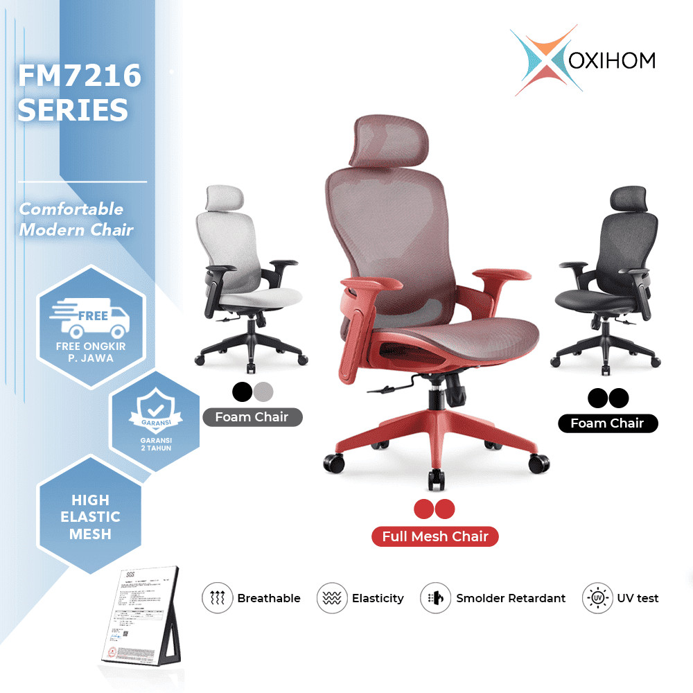 

OXIHOM FM7216 Kursi Mesh Kursi Gaming Kursi Kantor Nyaman Ergonomis Stylish untuk Produktivitas Kerja dan Kenyamanan Bermain yang Optimal