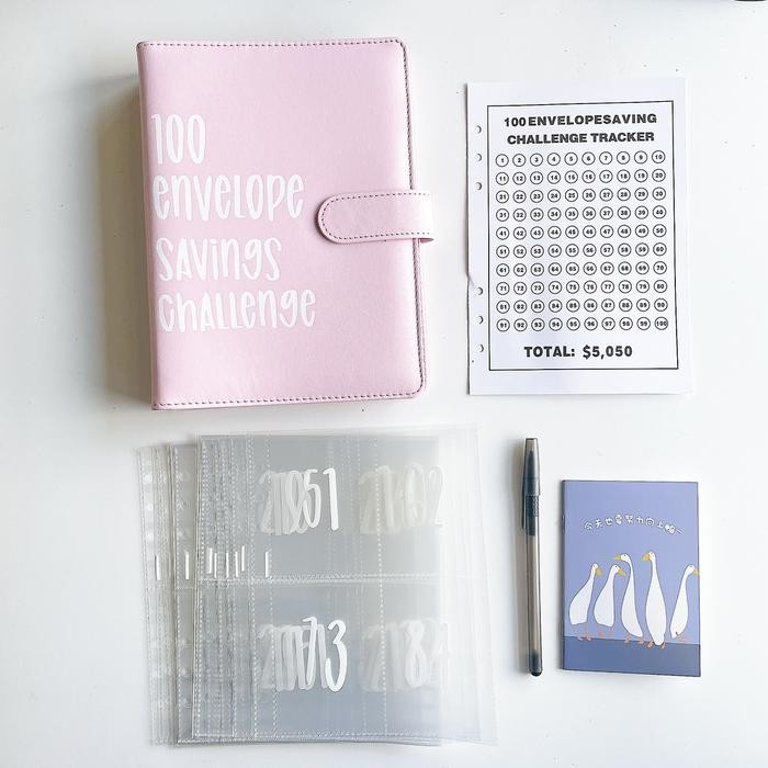 

100 envelope savings challange binder A5 untuk menabung - Pink
