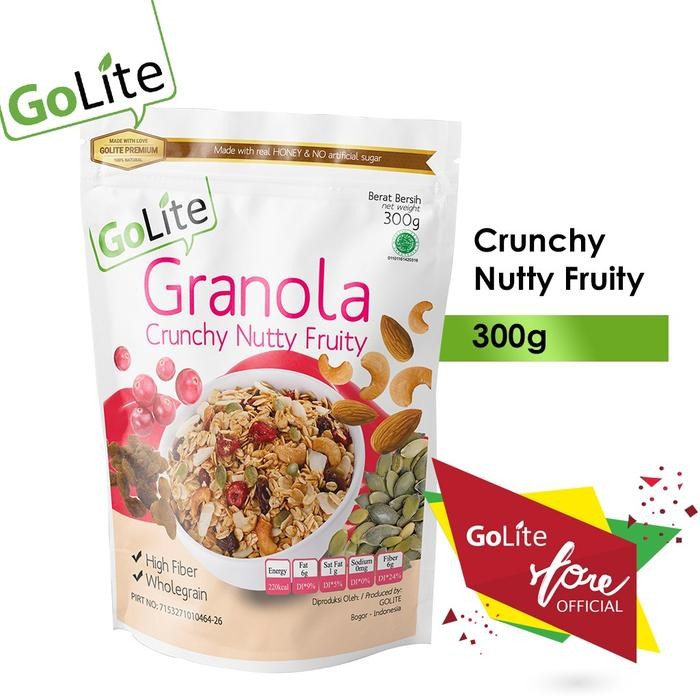 

GoLite Granola Premium Crunchy Nutty Fruity 300g dan 100g- Toasted Muesli Madu & Aren - Kaya Serat Protein - 300g