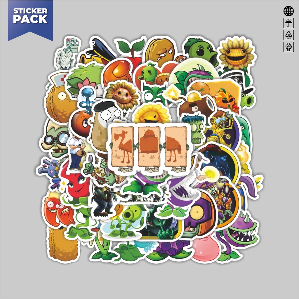 

[100PCS]Stiker Pack Stiker Game Series PLANT vs ZOMBIE Character Mix 1 Aesthetic Vinyl Anti Air Dekorasi Sticker Laptop Buku Journal Koper Helm Casing HP Gitar Helm Skateboard