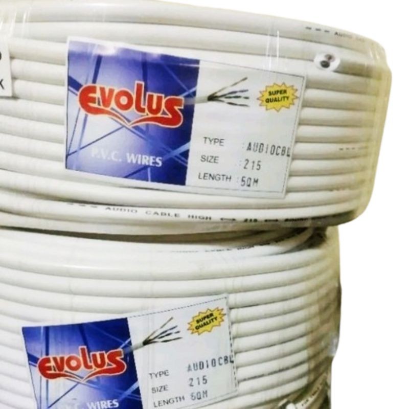 Kabel listrik EVOLUS 2x1,5 50 meter warna putih isi 2 serabut