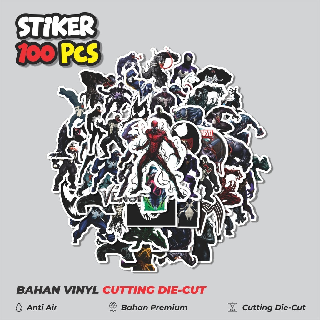 

Terbaru! 50 pcs Stiker Marvel Series Venom Character Mix Dekorasi Lucu Kreatif untuk Notebook, Skateboard, HP