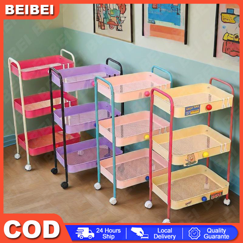 

COD Trolly Rak Penyimpanan 3 Tingkat Warna Macaron Susun Storage Rak Steel Multifungsi Dengan Roda Perlengkapan Rumah Tangga Storage Trolley Wheels Rack