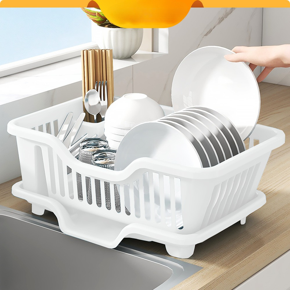 Rak Cuci Piring Westafel Rak Pengering Piring Plastik Minimalis Keranjang Piring Dengan Tirisan Air 