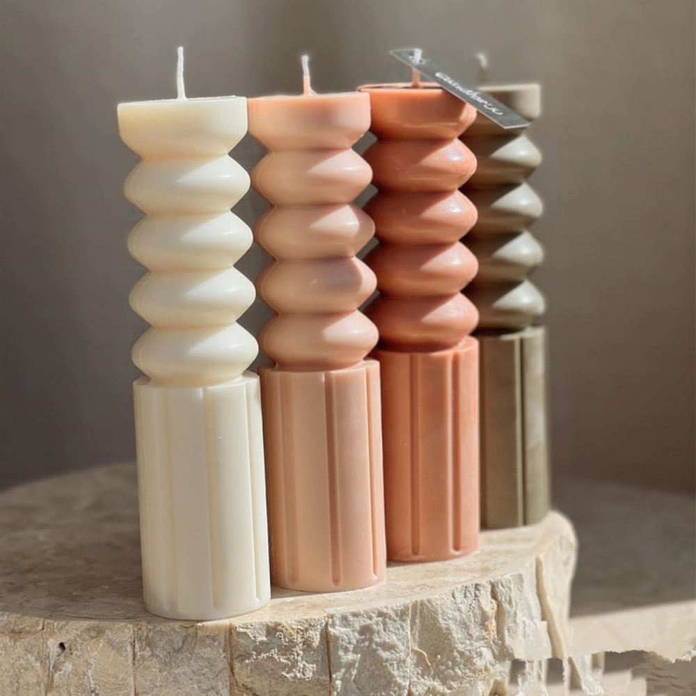

3D Geometry Cylinder Acrylic Candle Mold Stack Oval Pillar Candles Plastic Mould Easy Demold Scented Column Making Wedding Decor