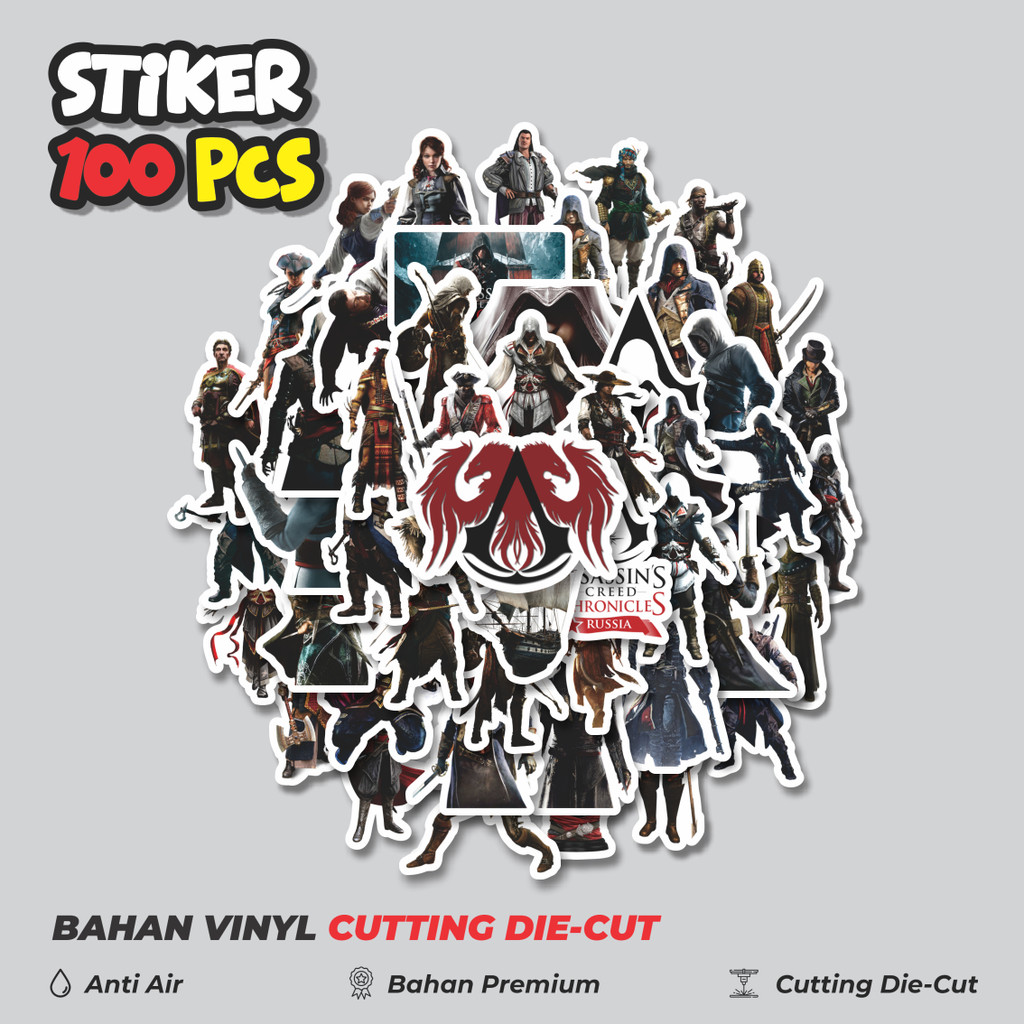 

Terbaru! 50 pcs Stiker Game Series Assasin's Creed Universe Mix 5 Dekorasi Lucu Kreatif untuk Notebook, Skateboard, HP