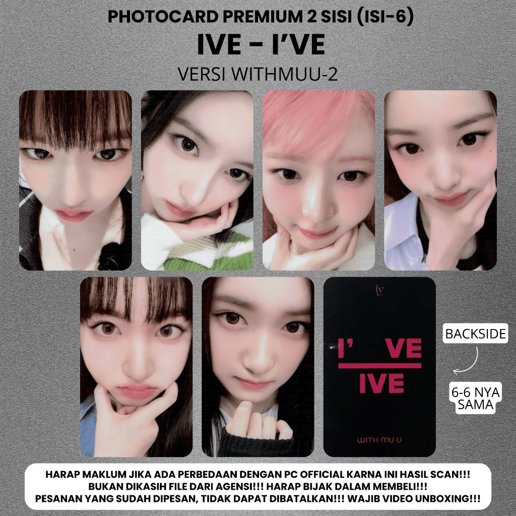 (ISI 6 PCS) Flashcard IVE I'VE - PC Premium 2 Sisi Kartu Kpop Merch Unofficial REI ZOOM
