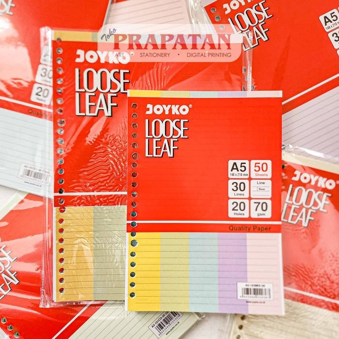 

Joyko Loose Leaf 50 Lembar WARNA A5/B5 | Isi Kertas File Binder - A5-103MIX-50