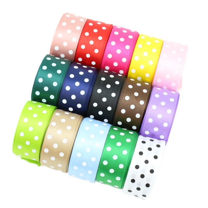 

5Meters/Lot 25mm Polka Dot Printed Satin Ribbons DIY Crafts Handmade Material Party Gift Box Decoration Ribbon