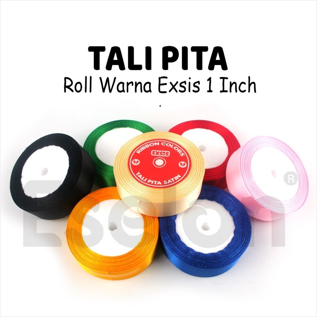 

1rol Pita Satin Warna Warni Polos 1inch / Pita Kado & Bucket