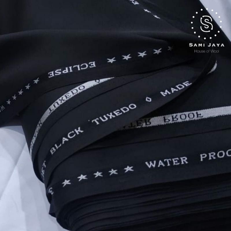 Kain Hitam Jet Black Tuxedo Wool Premium Italy