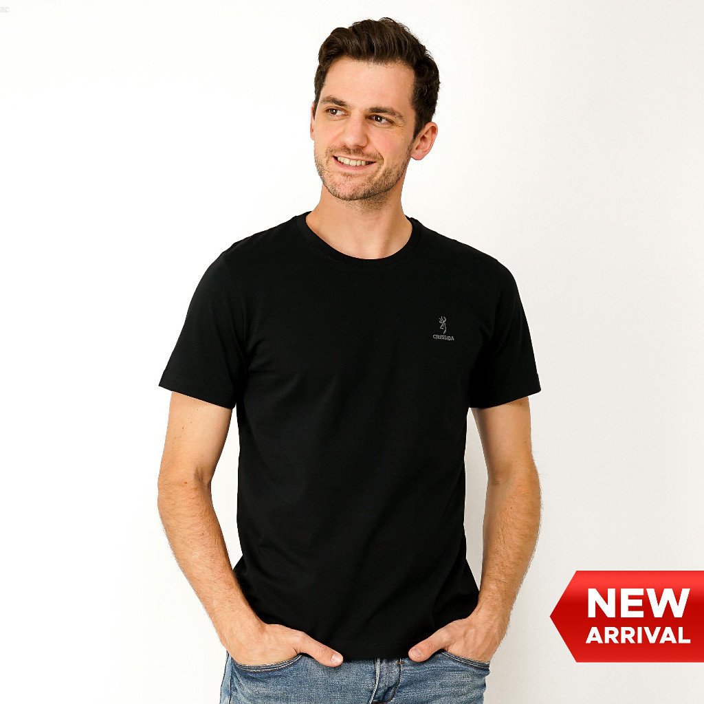 Cressida Kaos Pria Regular Fit - T-Shirt Polos Basic Spandex - CRSM.91017 Hitam Cressida Original