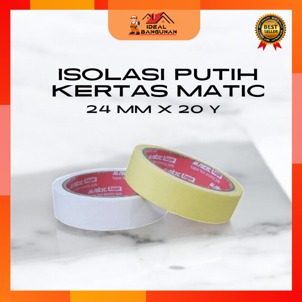 

ISOLASI PUTIH KERTAS MATIC 24 MM X 20 Y | ISOLASI KERTAS | ISOLASI | LAKBAN KERTAS