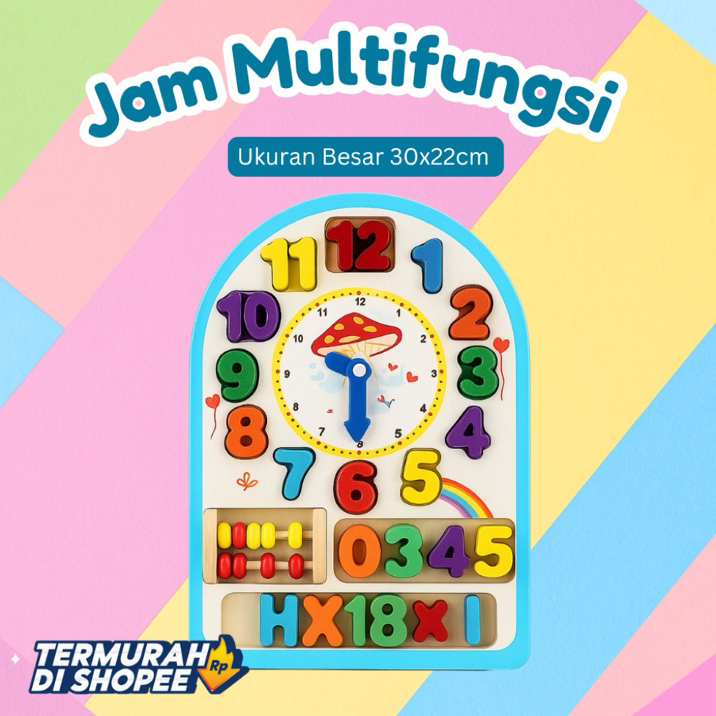 [CUCI GUDANG] CHUNKY DIGITAL CLOCK/ mainan jam kayu/  montessori clock/ mengenal waktu