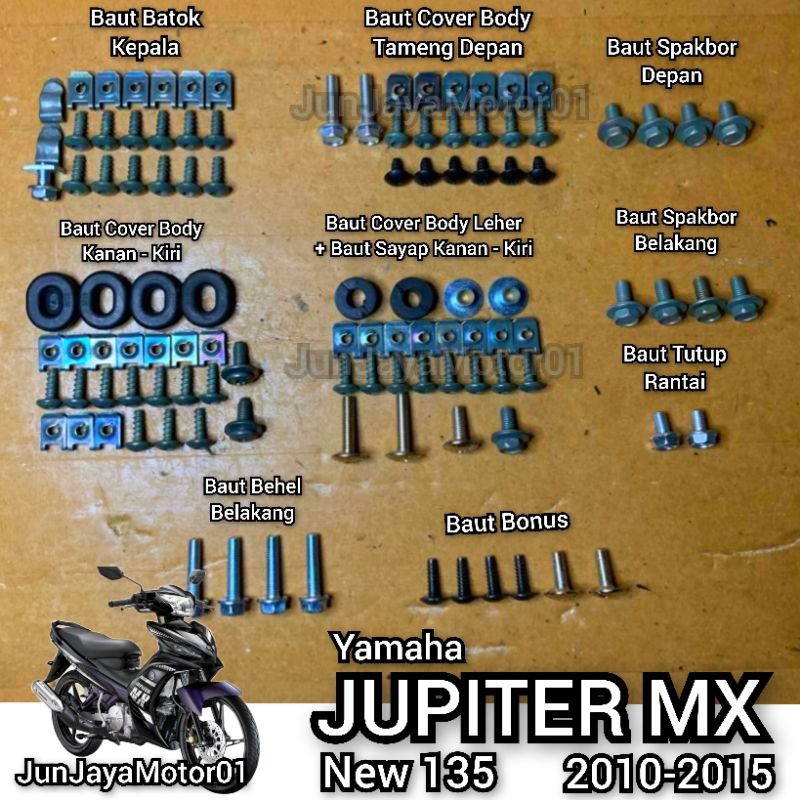 COD / Promo / Original / Baut Lengkap Full Set Body Bodi Yamaha Jupiter Mx New 135 2010-2015 Motorcy
