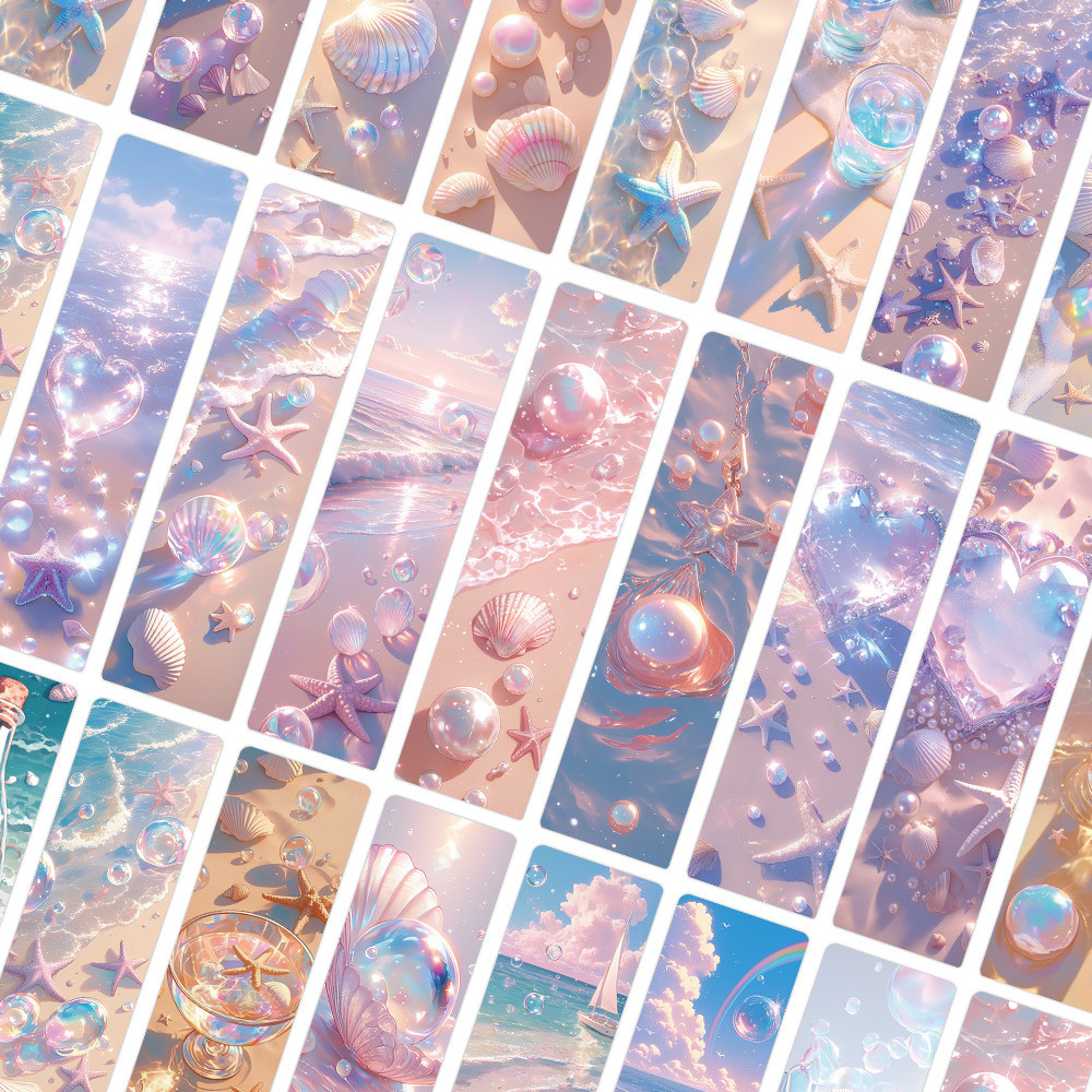 

24pcs Beach Theme Paper Strips - Romantic Summer Journal Cards for Scrapbooking & Bookmarks