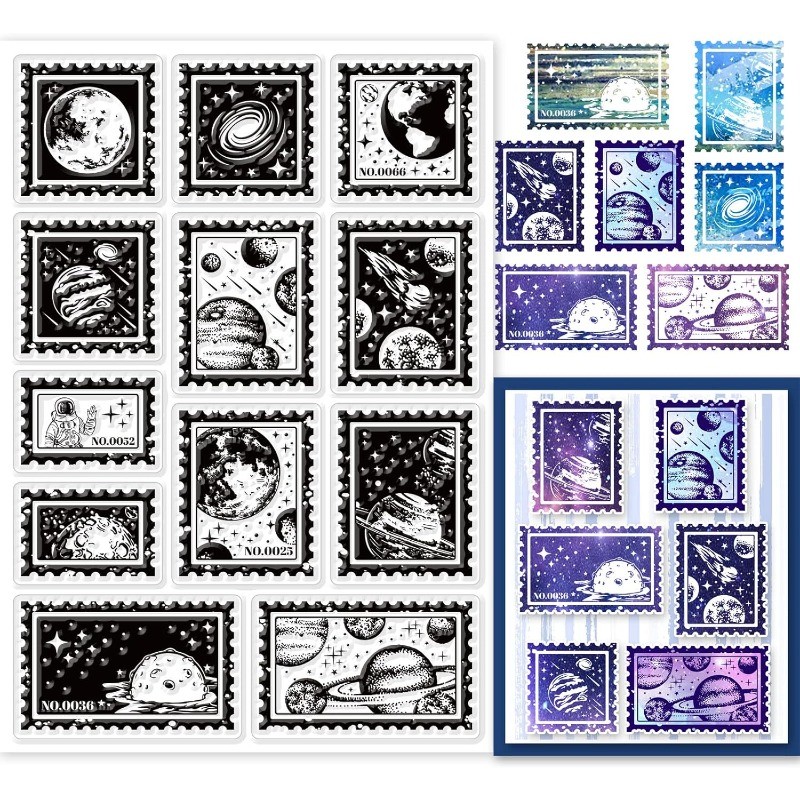 

1 pc Space Planet Clear Stamps Planet Postage Stamp Transparent Silicone Stamps for DIY Scrapbooking Supplies Embossing Paper