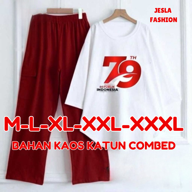 ERVINA.ID Setelan Wanita Kekinian Korean Style Indo Set BO Size M L XL XXL XXXL LD 100-130 CM Bahan 