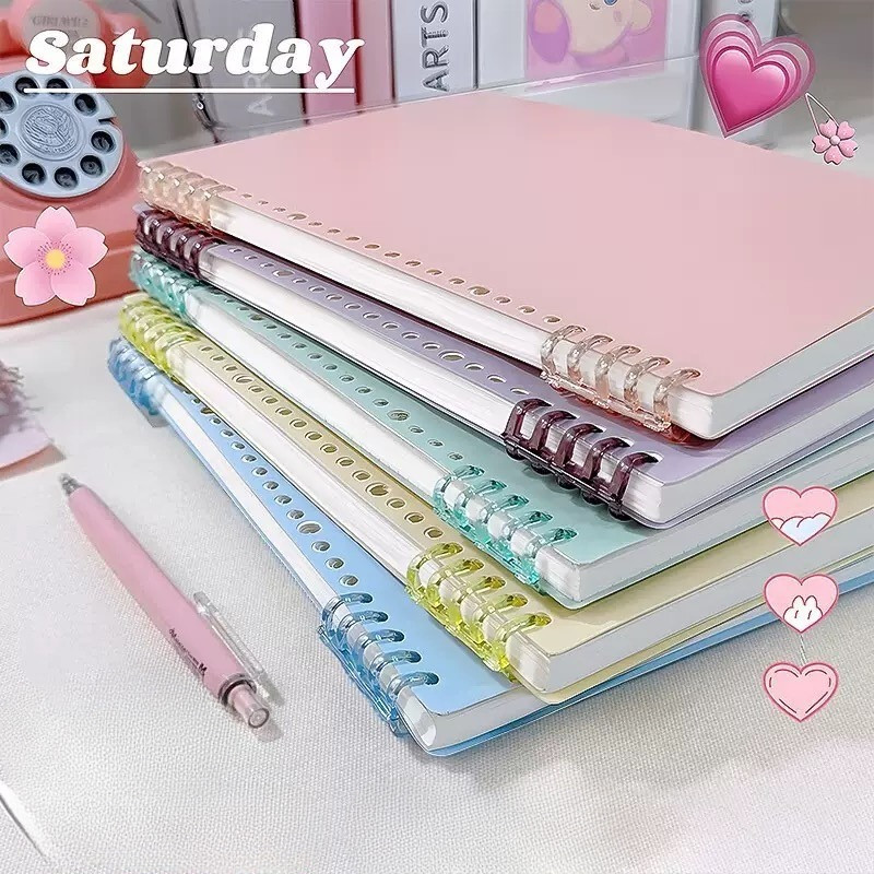 

Loose Leaf Binder A5/B5 120 Lembar / Buku Catatan Notebook 360° Aesthetic / Buku Diary Lucu Korea Alat Tulis For Student Back To School Office Stationery