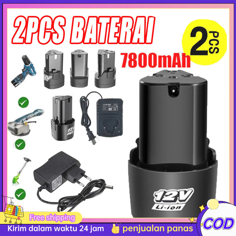 2PCS batrai baterai bor cordless 12v 12 volt jld Baterai Bor Cordless Li-Ion 12 Volt Baterai Bor Ele