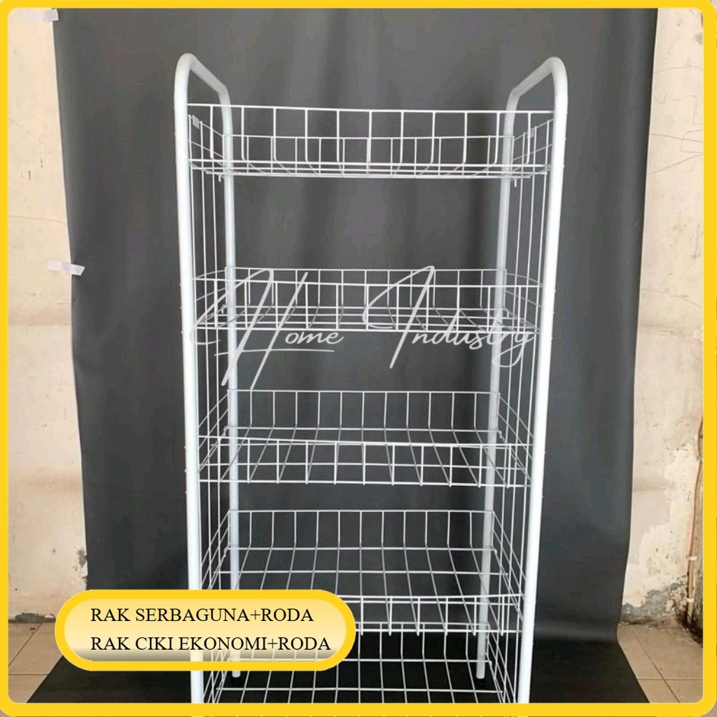 rak chiki jumbo ekonomi + roda 4pcs 360°/Rak keranjang jajan/Rak snack/Rak mini market/rak jualan se