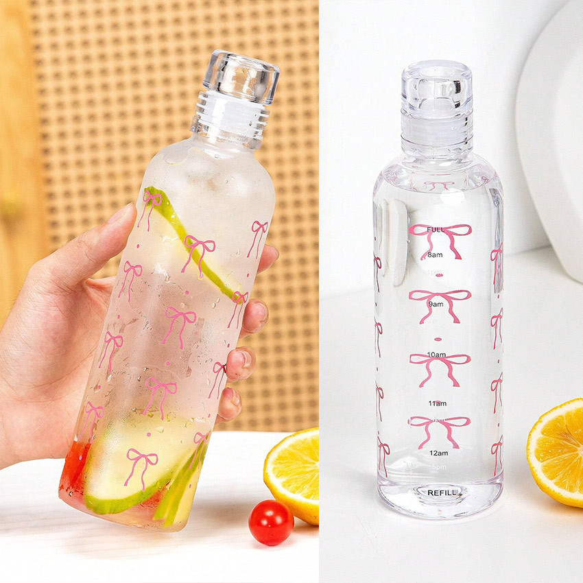 Tumblr Botol Minum lucu Aesthetic 500ml Motif Pita Ribbon Gradasi Anak / Tempat Minum Bening / Botol