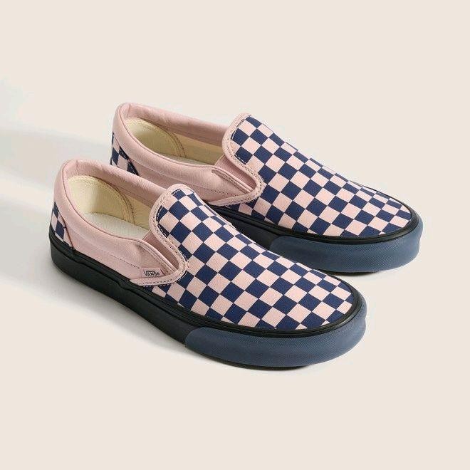 VANS SLIP ON CHECKERBOARD SEPIA ROSE PINK NAVY ORIGINAL Shoes Flat Pria Wanita - 36