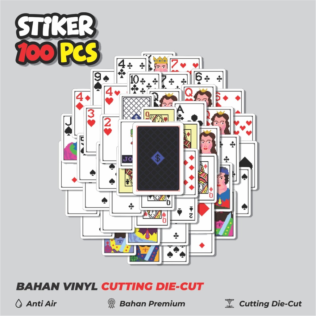 

Terbaru! 50 pcs Stiker Kartu Poker V3 Dekorasi Lucu Kreatif untuk Notebook, Skateboard, HP
