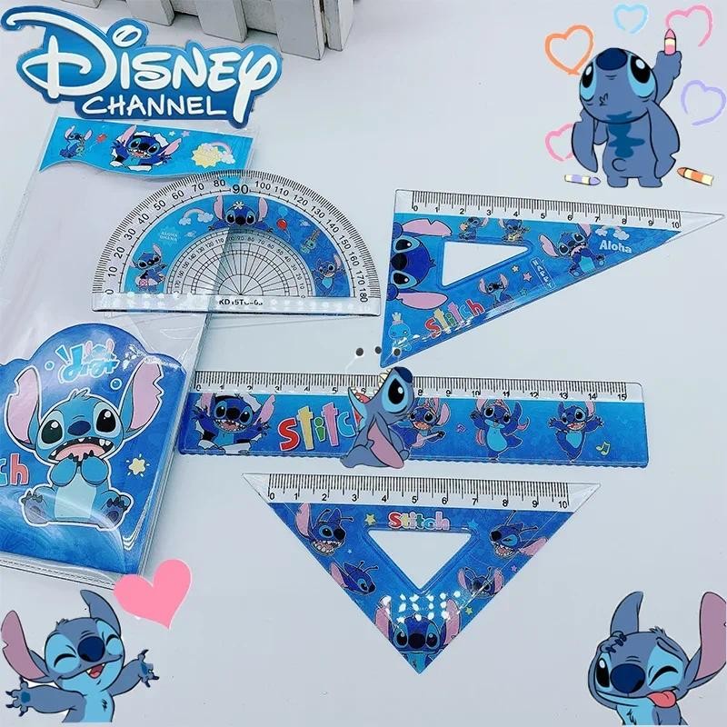 

1Set MINISO Stitch Creative Ruler Set Student Study Stationery Ruler Triangle Protractor Set School Supplies Kid Gift Wholesale