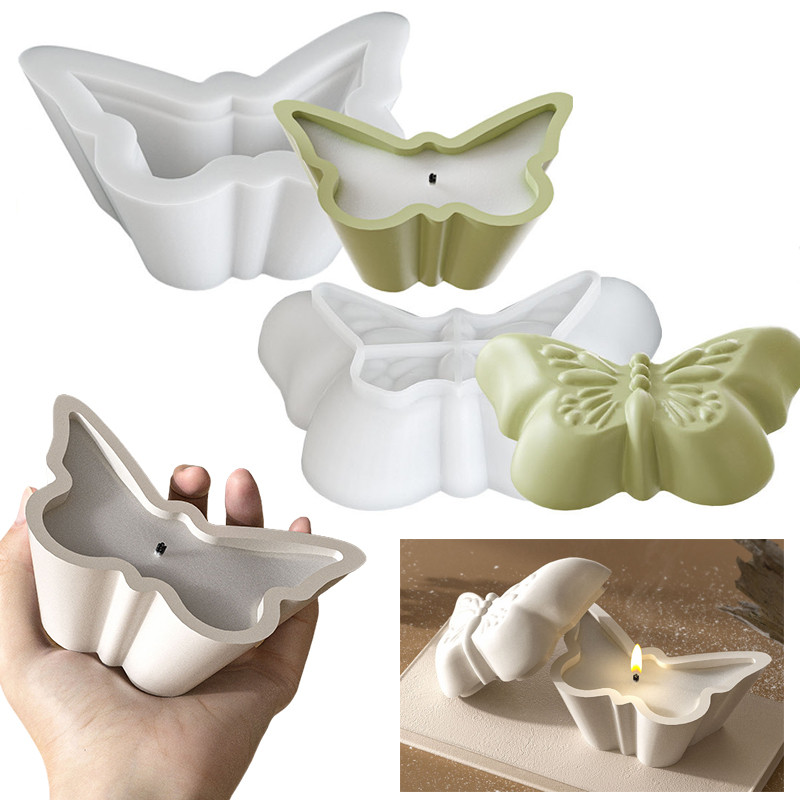 

Resin Candle Holder Mold Jar Resin Mold Lid Butterfly Cement Plaster Epoxy Casting Mould Art Craft For Home Table Wedding Decor