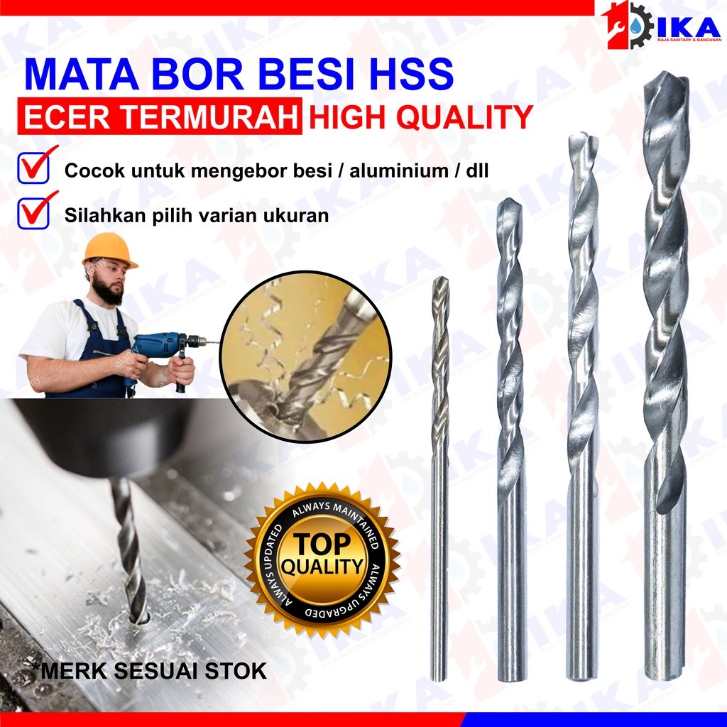 Mata Bor Besi Hss 2,5 3 3,5 4 4,5 5 6 mm Bagus Murah Kuat MATA BOR BESI HS MOLLAR ALPHA HARSON HSS /