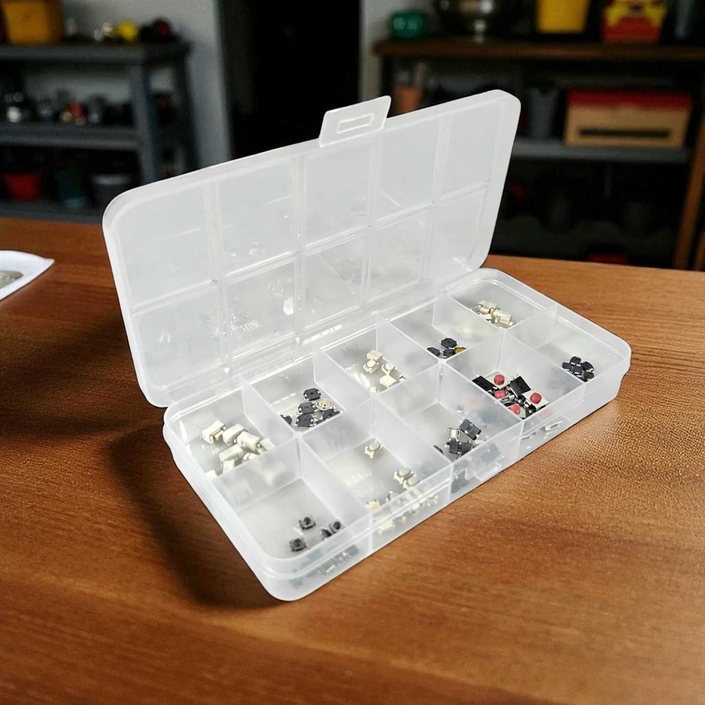 Set Saklar Tombol On Off Tactile Switch Assortment Kit 100 PCS, Komponen Lengkap untuk Proyek Elektr
