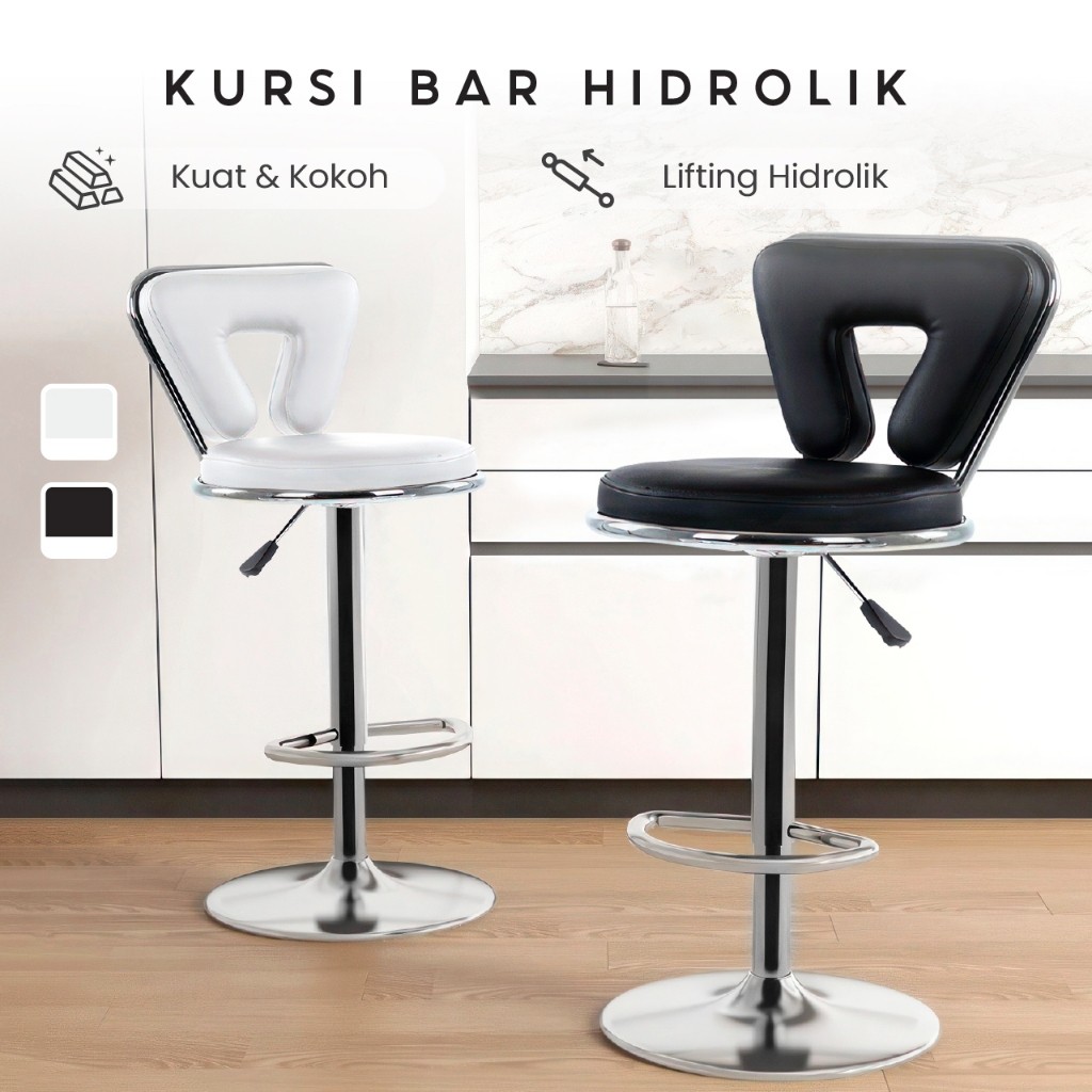 SJY-24 Kursi Bar Hidrolik Modern Kursi Bar Minimalis Putih untuk Dapur Sandaran Unik Laris_Unik
