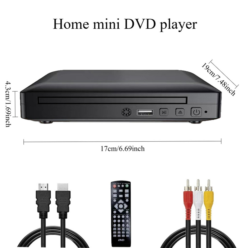 17*19*4.3cm HDMI-compatible mini DVD Player Full HD 1080P USB Multimedia Digital TV Disc Player Supp