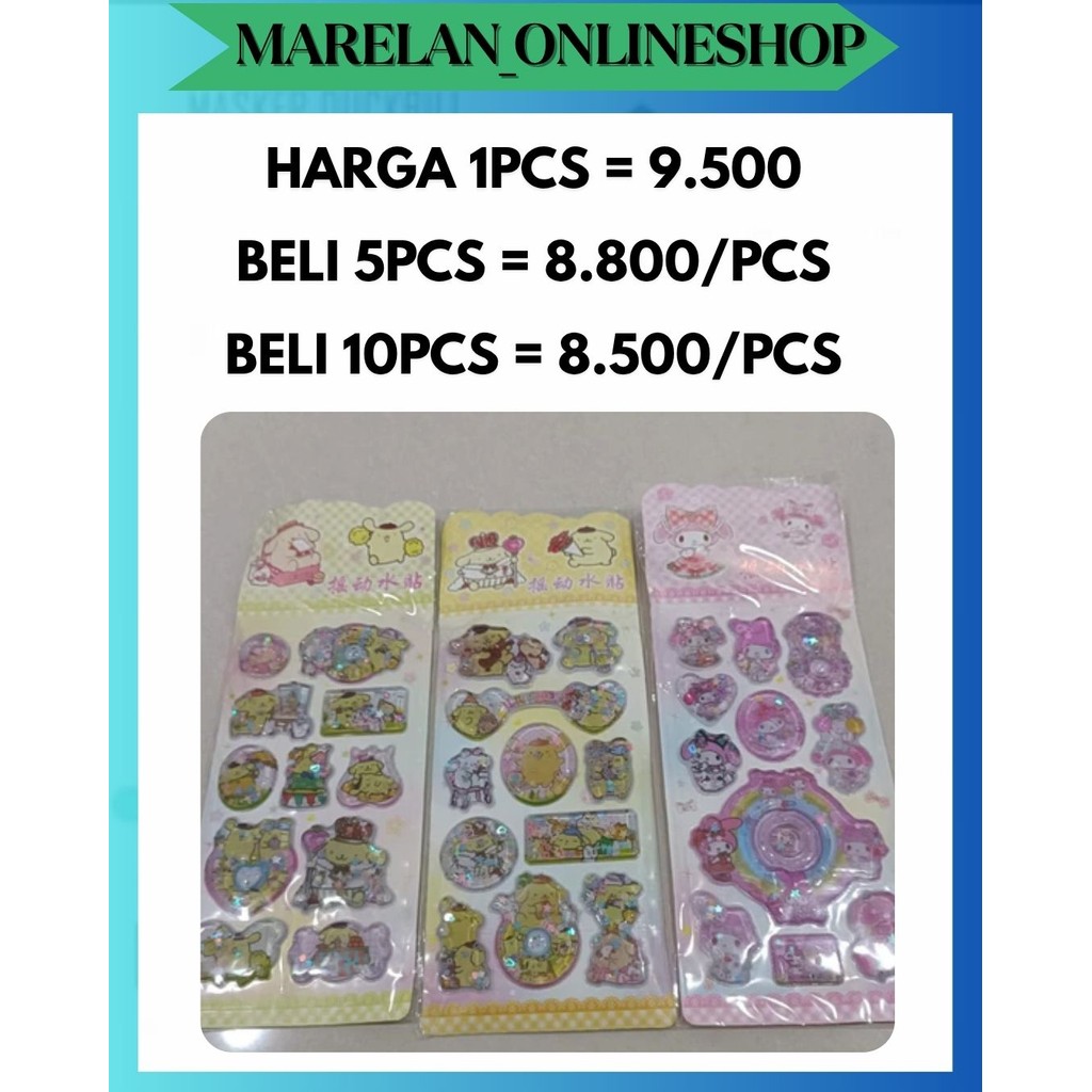 

MOS STICKER 3D WATER GLITTER KARAKTER 1 PAPAN SEKITAR 9 - 12 PCS STIKER CUTE DAN UNIK