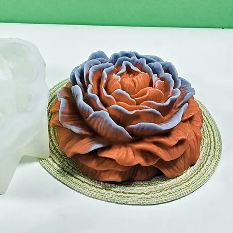 

16cm Peony Flower Silicone Mold 3D Rose Candle Soap Gypsum Crafts Resin Concrete Mold DIY Chocolate Cake Baking Tools Home Gift