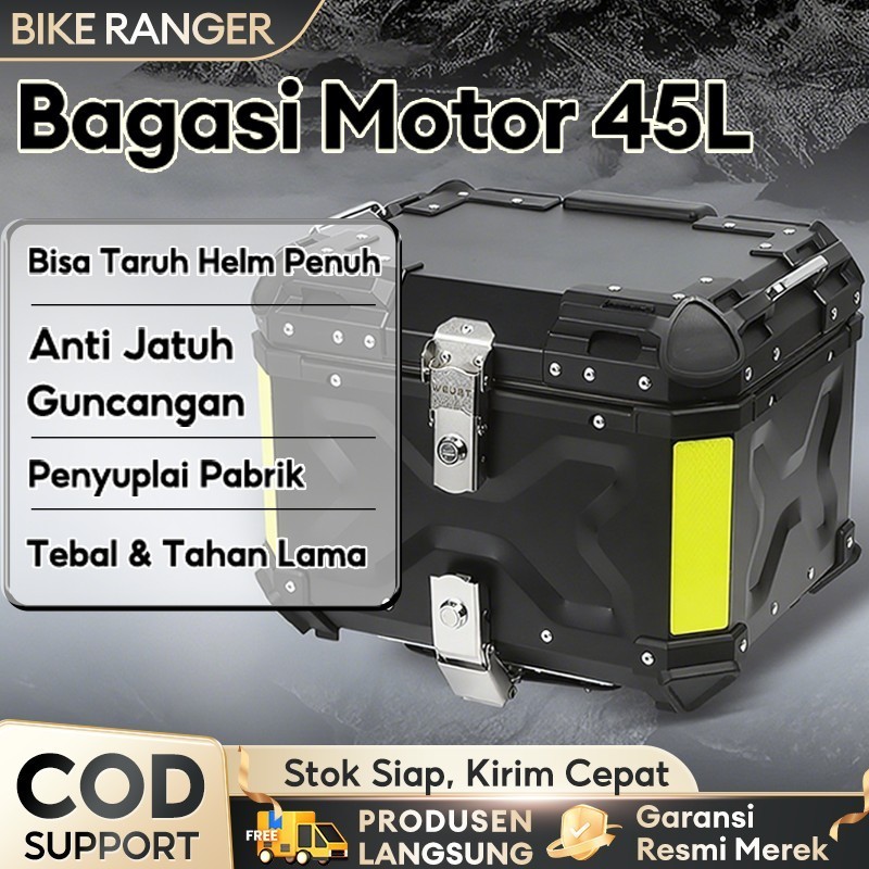 (Penawaran panas)45L Kapasitas Besar Tahan air Box Belakang Motor box motor Kotak penyimpanan MOTOR 