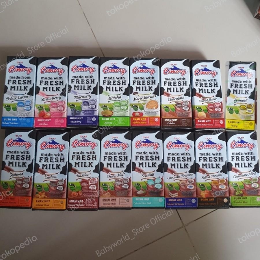 Cimory Fresh Milk Susu UHT 250ml Rasa Cashew / Matcha / Blueberry / Strawberry / Hazelnut / Full Cre