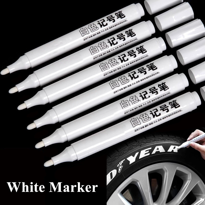 

1/3/5PCS White Manga Marker Pens Set Permanent Ink Scrapbook Tire Pen Waterproof School Supplies Stationery Art Brush Pen 2.0mm