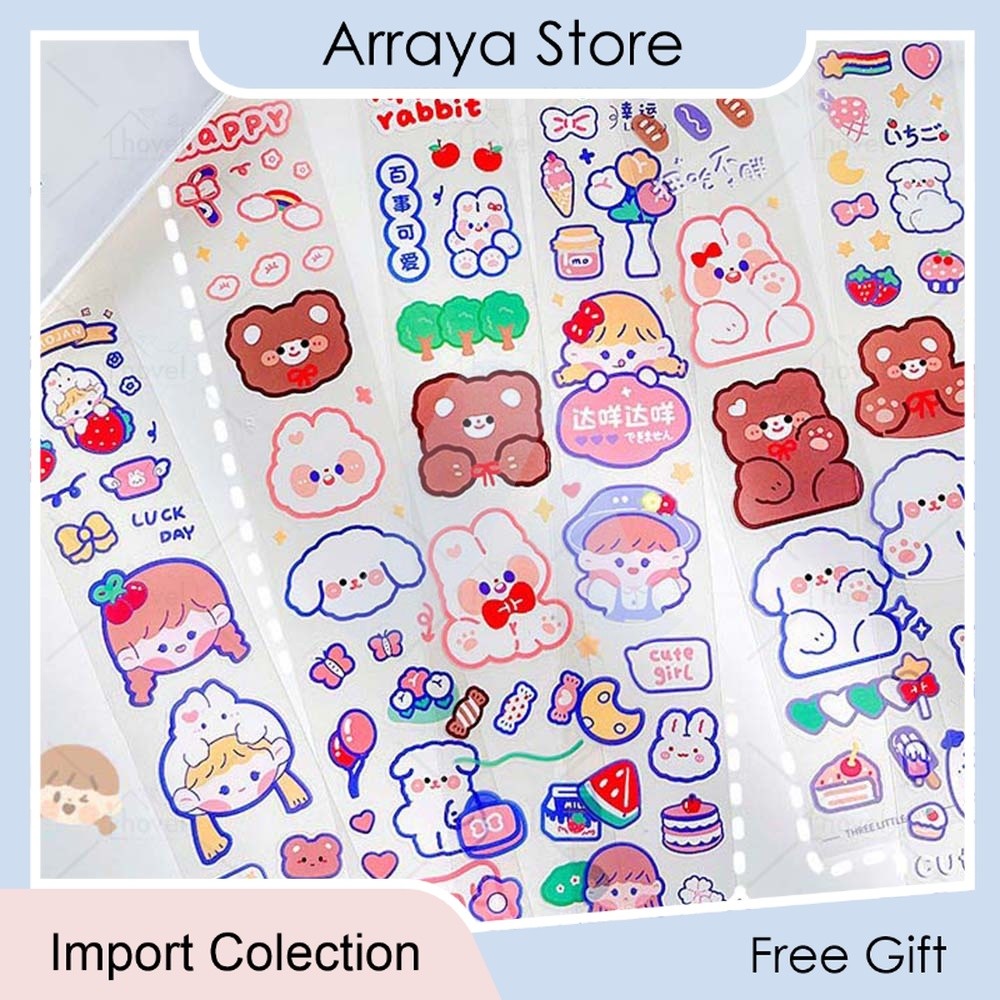 

Sticker Lucu Cartoon Book Decoration Motif Beruang Kelinci Kucing Cute Aesthetic Botol Anti Air 【Arraya Shop】