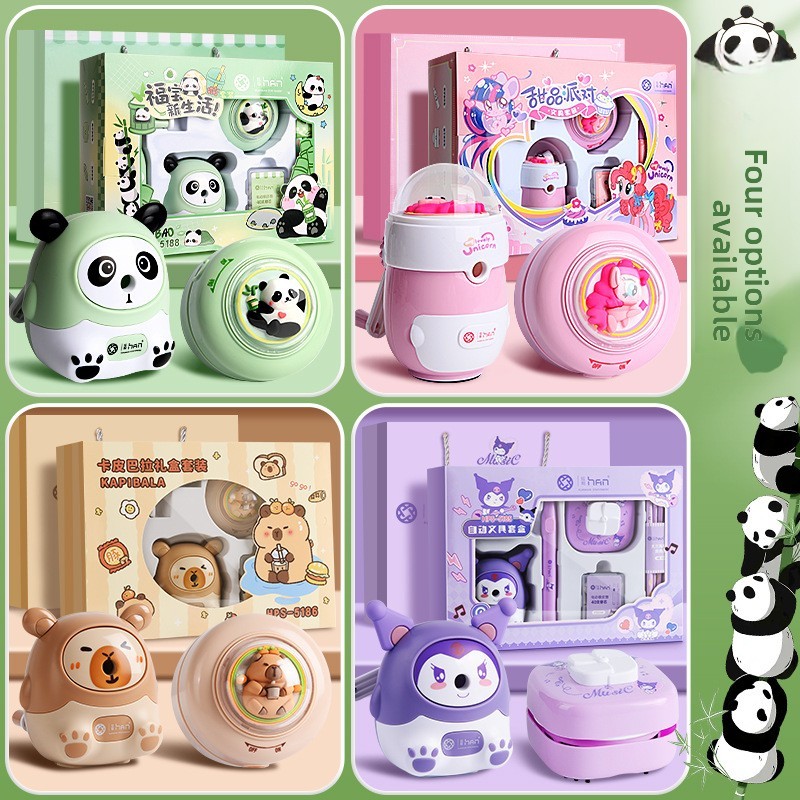 

New Student Gift Panda Stationery Set Stickers Pencil Case Stationery Gift Pack Handbag Learning Supplies Ruler Set