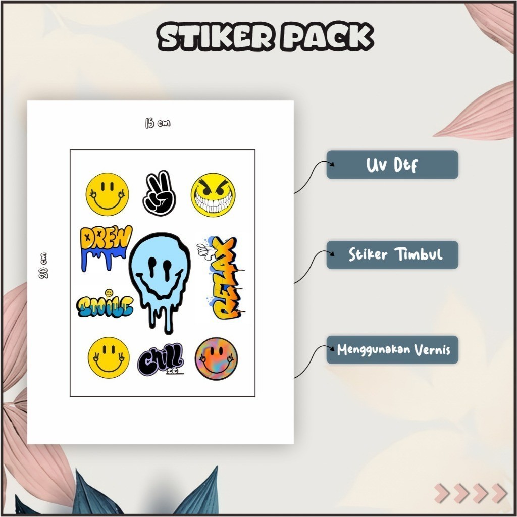 

Stiker Sticker Setiker Setikker Pack UV DTF Motif Drippiing Emoji Kuning Hijau P75