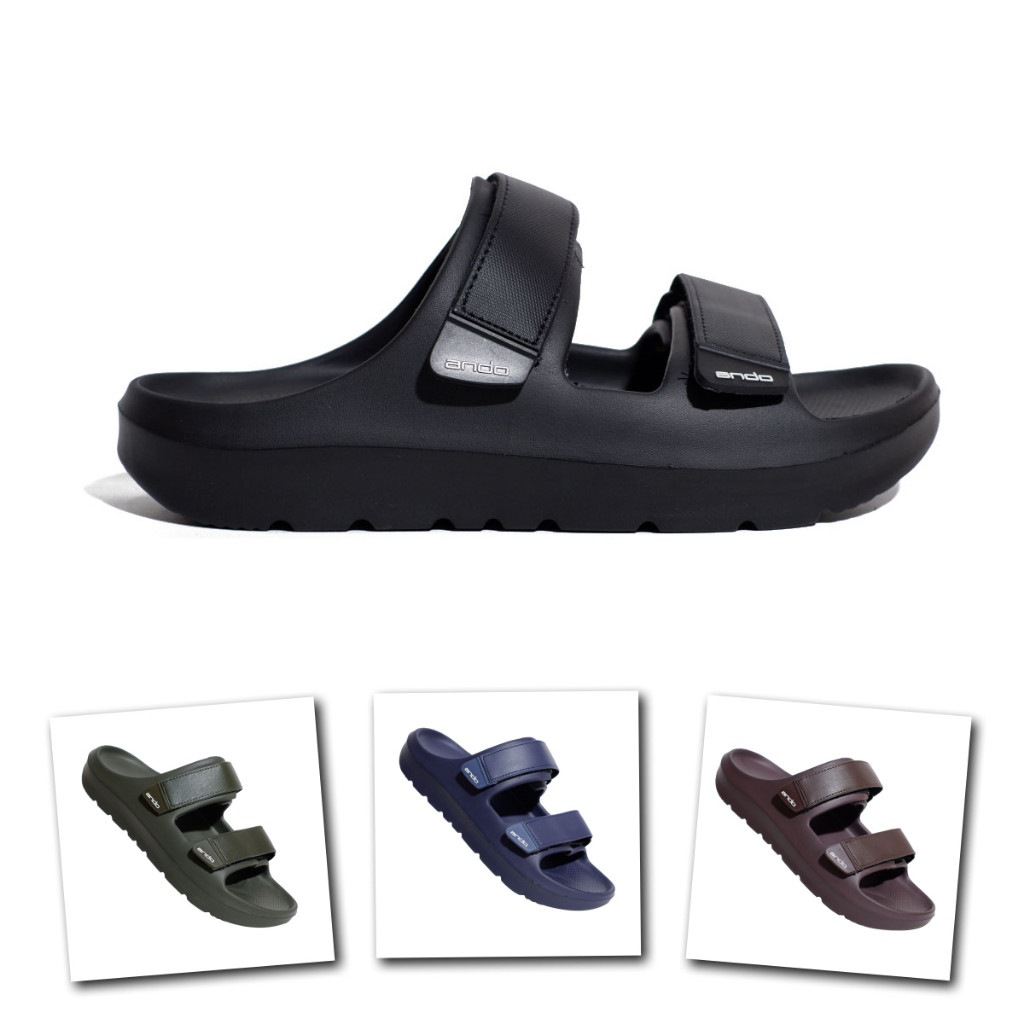 Sandal slip on Ando Gemoy Hits/ Sendal Karet Slop Cowok Kekinian / Sandal Selop Pria Terbaru Lentur