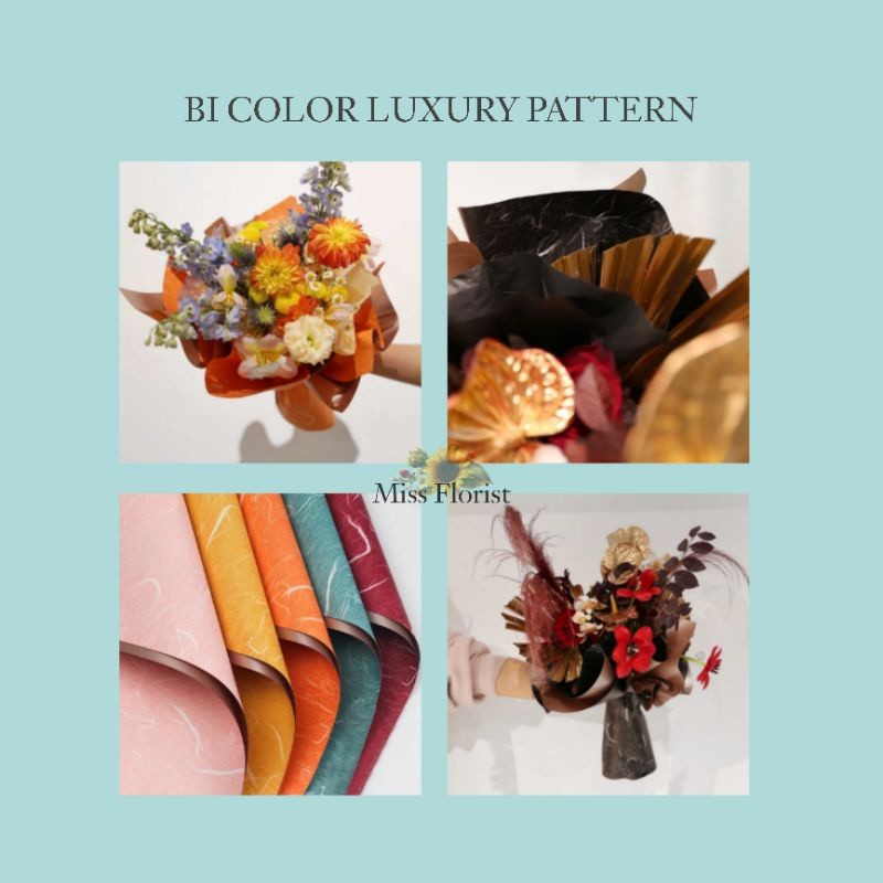 

[5 PCS] 016.FLOWER WRAPPING BI COLOR LUXURY PATTERNS / KERTAS BUNGA MOTIF